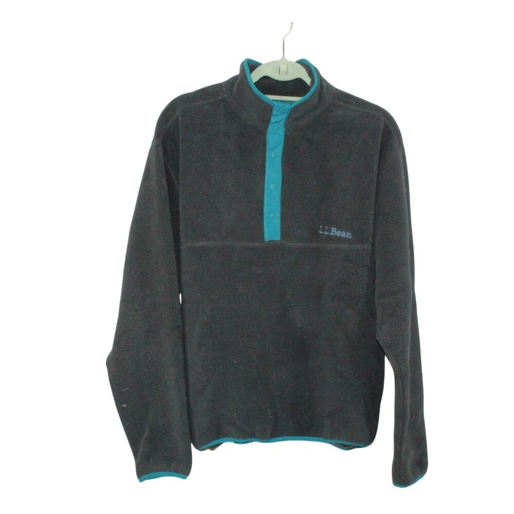 L.L. Bean Unisex Gray Heather Classic Snap Fleece Pullover Size M Gorpcore Cabin